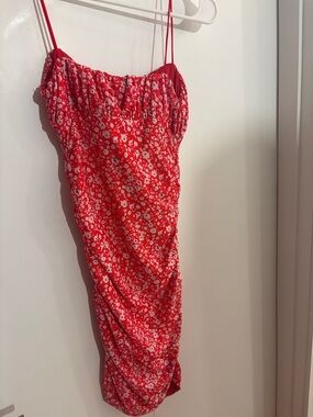 Hello Molly Red Floral Ruffle-Trim Dress